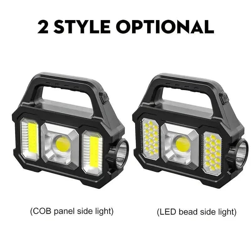 Solar Portable Flashlight &amp; Handheld Searchlight with Side Lights