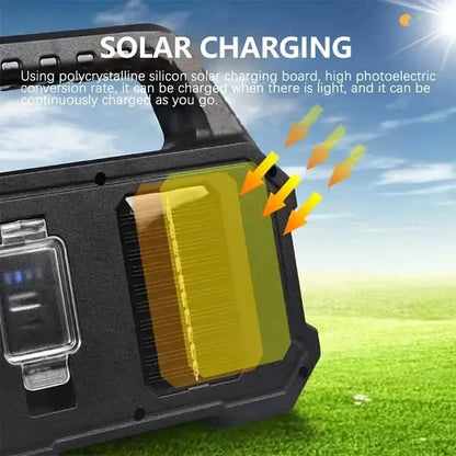 Solar Portable Flashlight &amp; Handheld Searchlight with Side Lights