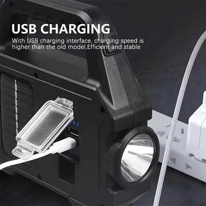 Solar Portable Flashlight &amp; Handheld Searchlight with Side Lights
