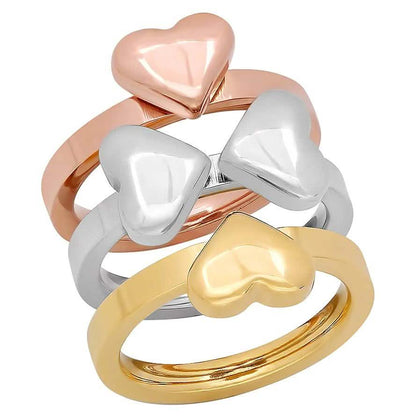 Steel by Design Three-Piece Heart Clover Ring