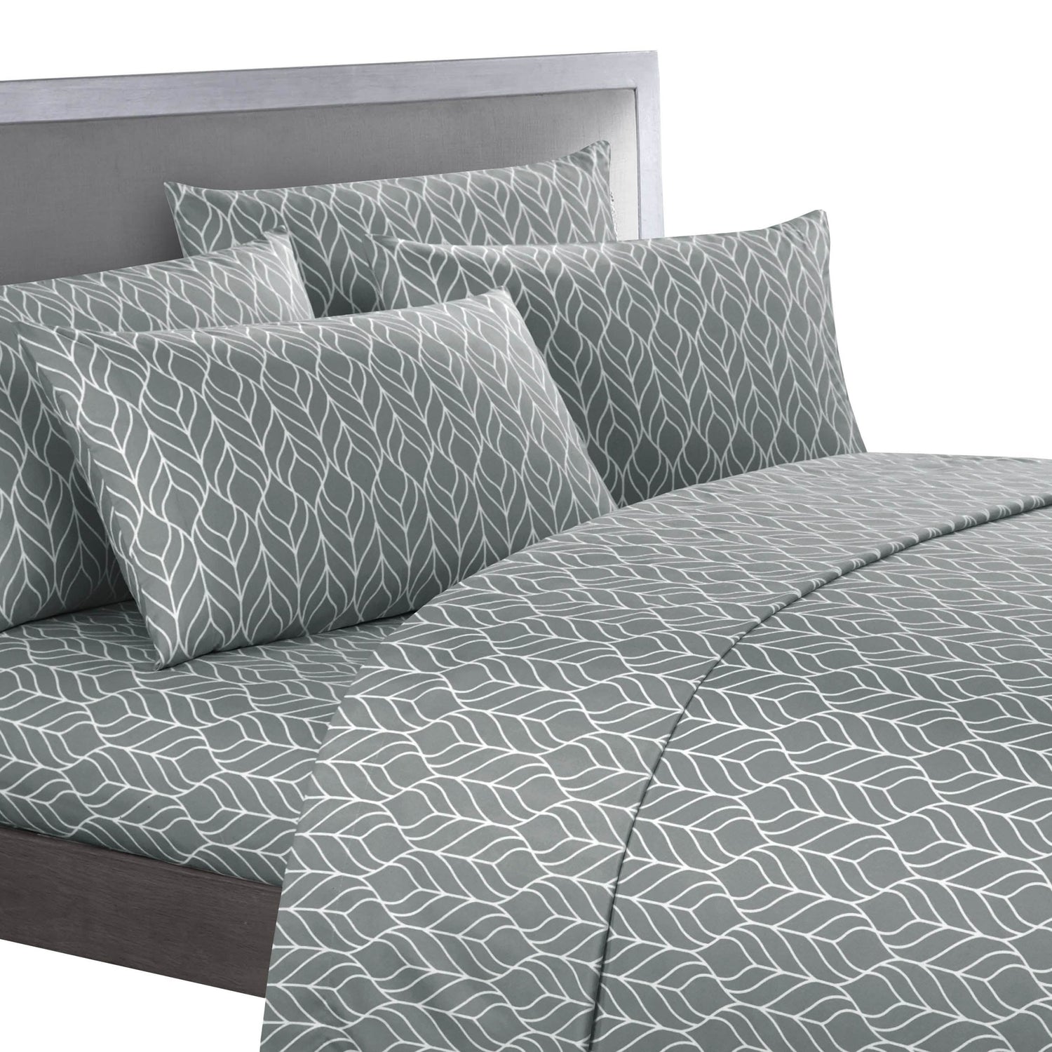 Super Soft Two-Tone Geometric Leaf Pattern Sheet Set