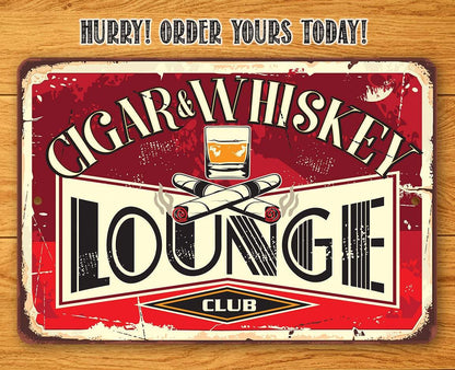Cigar &amp; Whiskey Lounge - Metal Sign