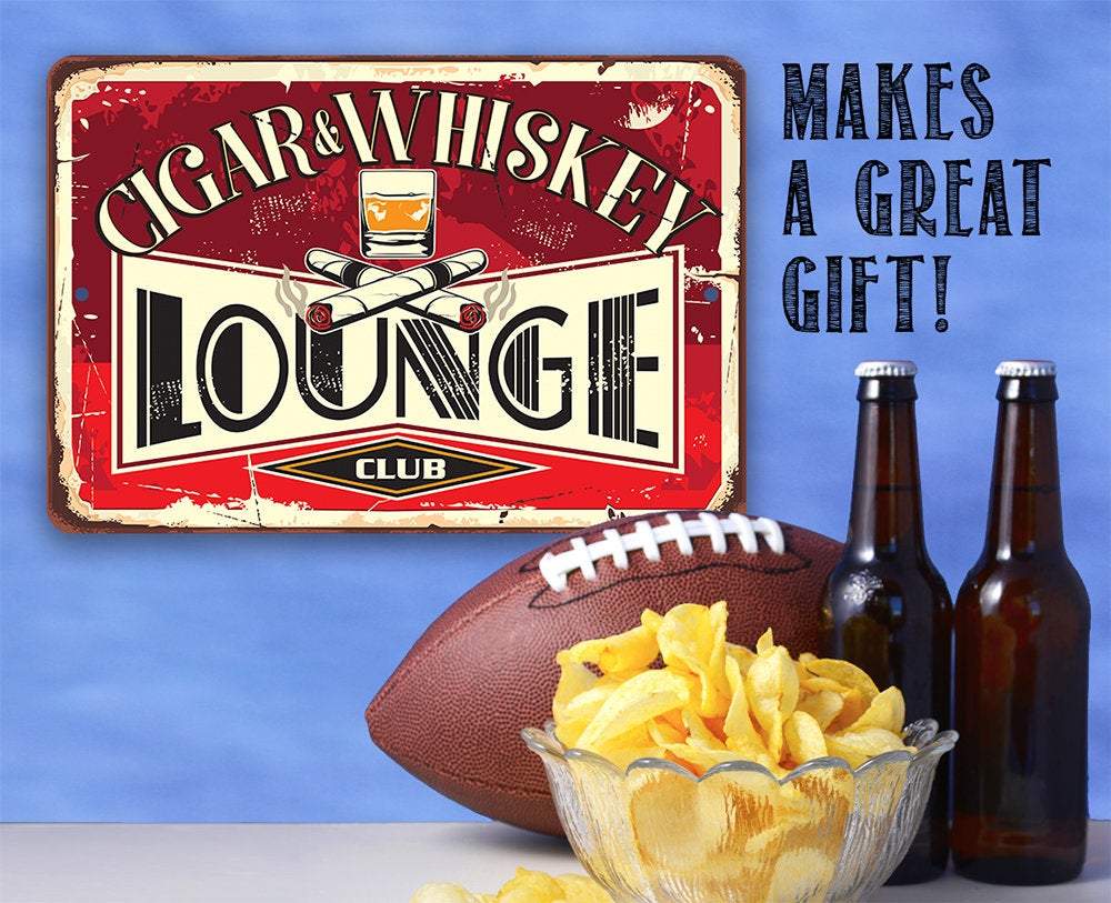 Cigar &amp; Whiskey Lounge - Metal Sign
