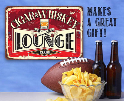 Cigar &amp; Whiskey Lounge - Metal Sign