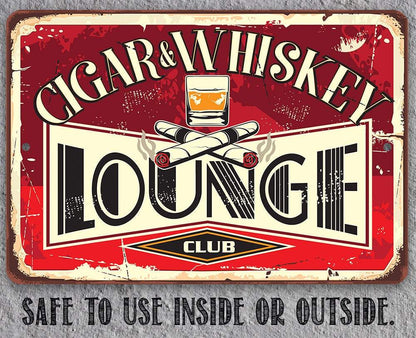 Cigar &amp; Whiskey Lounge - Metal Sign