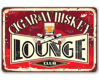Cigar &amp; Whiskey Lounge - Metal Sign
