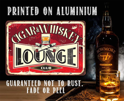 Cigar &amp; Whiskey Lounge - Metal Sign