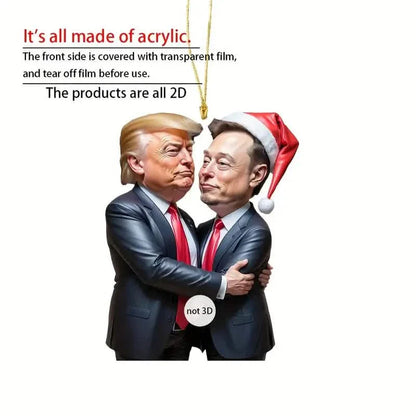 Trump &amp; Musk Photo Acrylic Ornament Versatile Hanging Decor