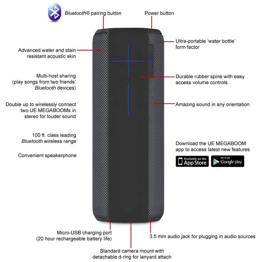 Ultimate Ears MEGABOOM Portable Waterproof &amp; Shockproof Bluetooth Speaker (Refurbished)