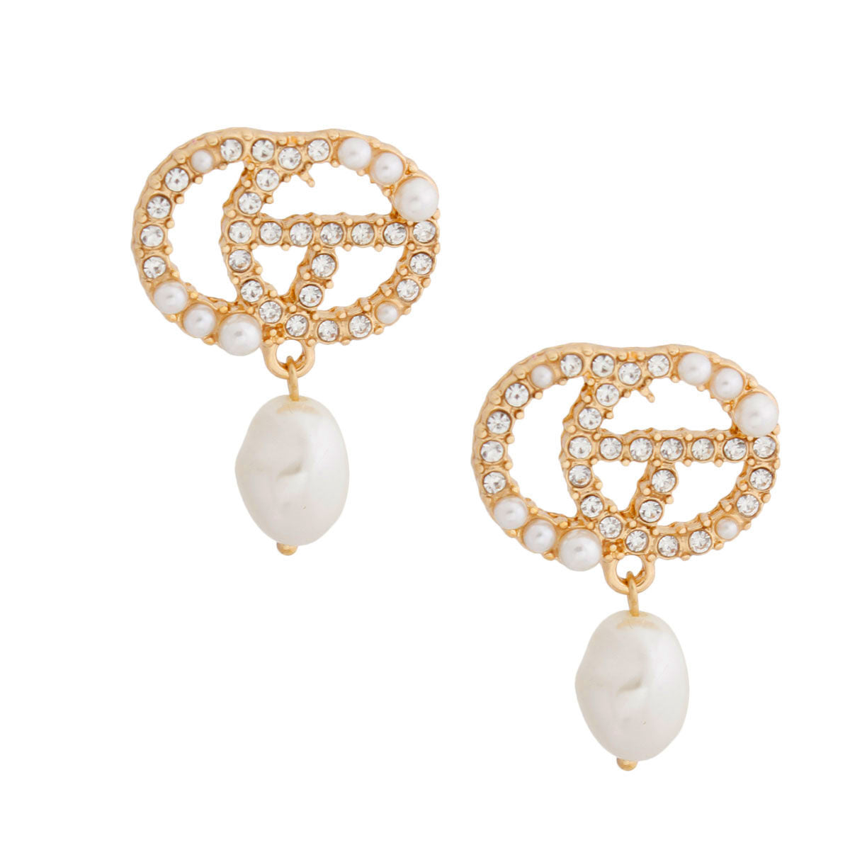 Gold Stud Earrings with Pearl Letter Pizazz – Stylish Fashion Jewelry