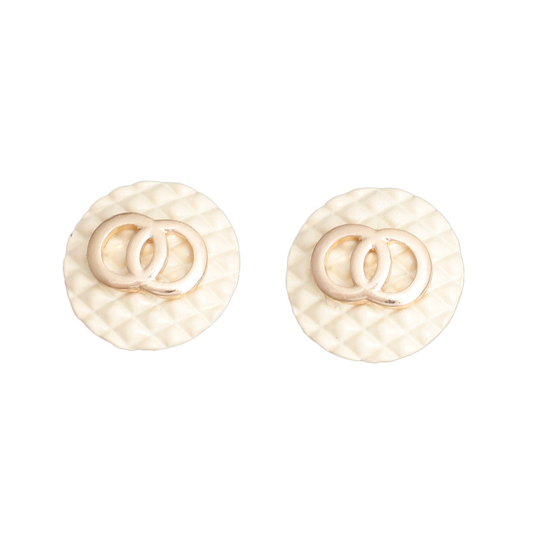 Statement Ivory Quilted Elegance Stud Earrings – Stylish Bespoke Jewelry