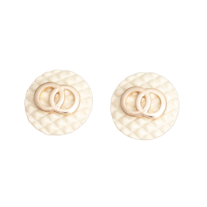 Statement Ivory Quilted Elegance Stud Earrings – Stylish Bespoke Jewelry