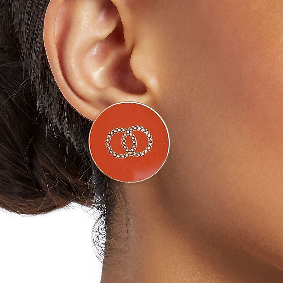 Flat Stud Earrings Orange Pop Chic Stylish Jewelry
