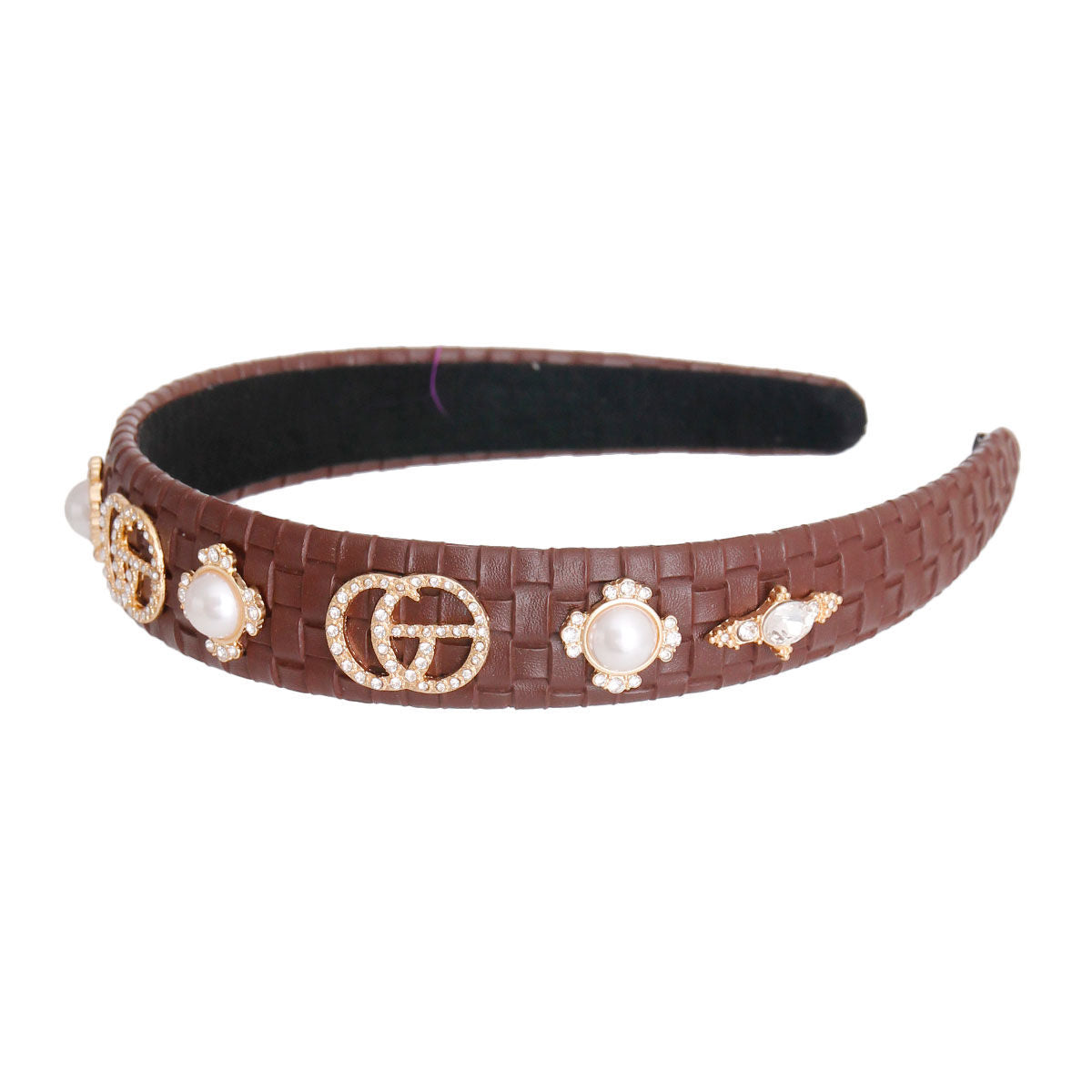 Leather Headband Brown Woven Stylish Casual Accessory