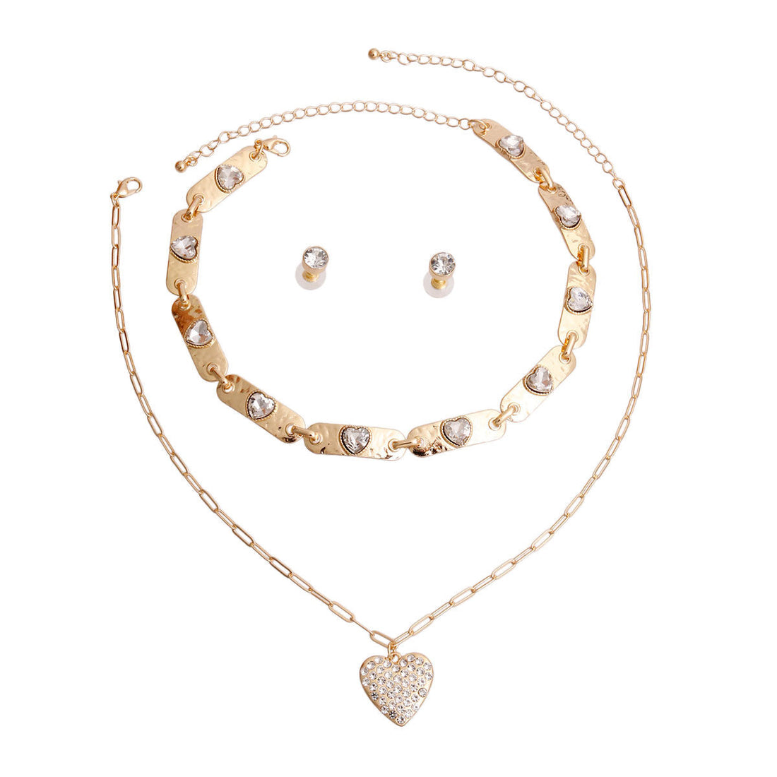 Choker Necklaces 2 Pcs Gold Link Heart Trendy Stylish Layered Jewelry