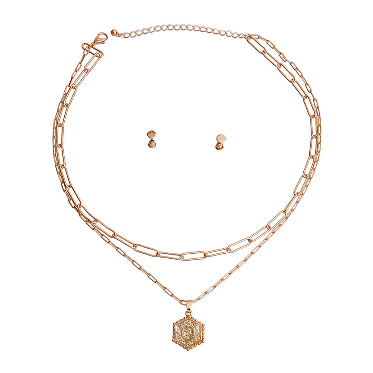 Initial Charm Necklace Hexagon O Pendant Stylish Jewelry Accessory