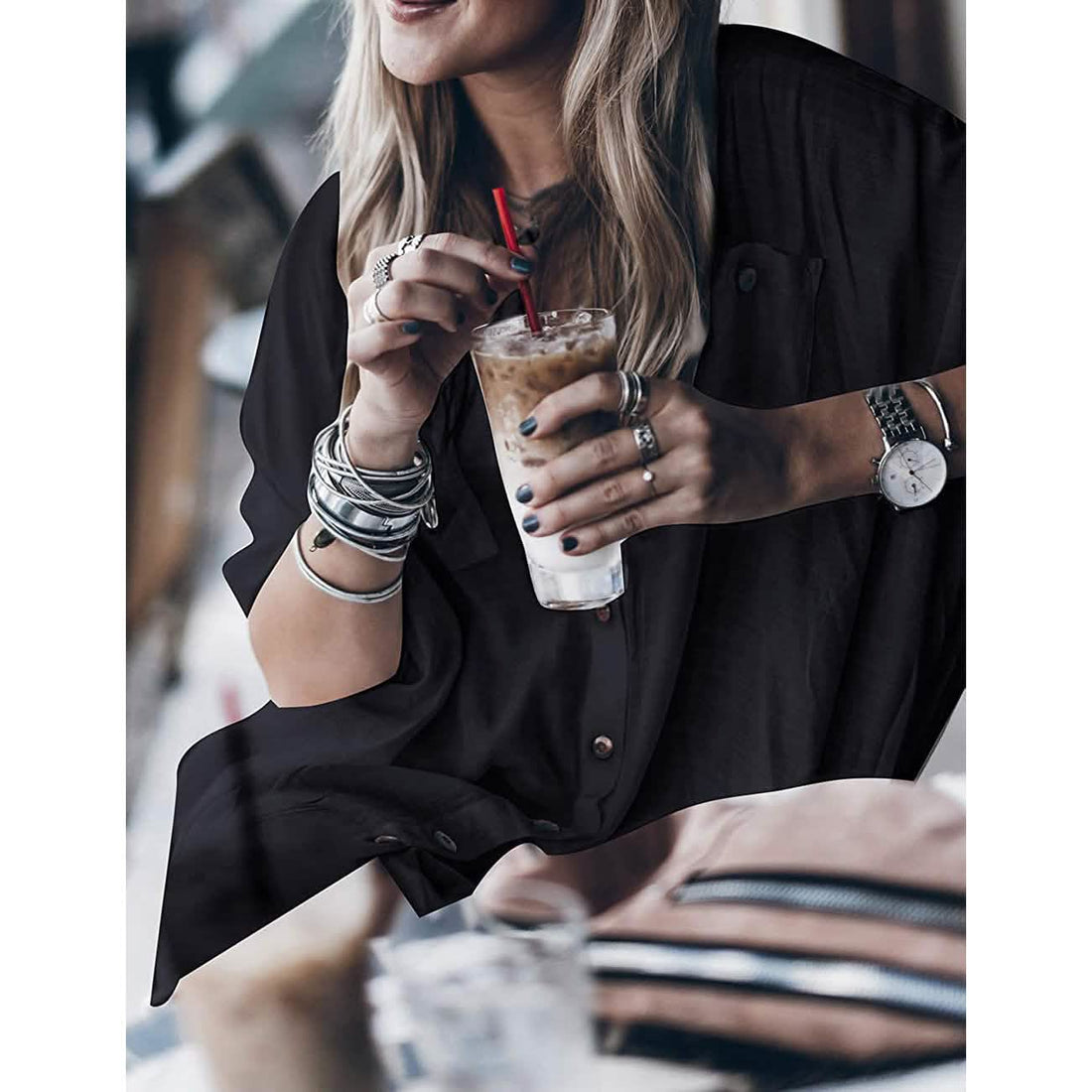 Women Loose Long Sleeve Swimsuit Cover Ups Button Down Beach Shirt