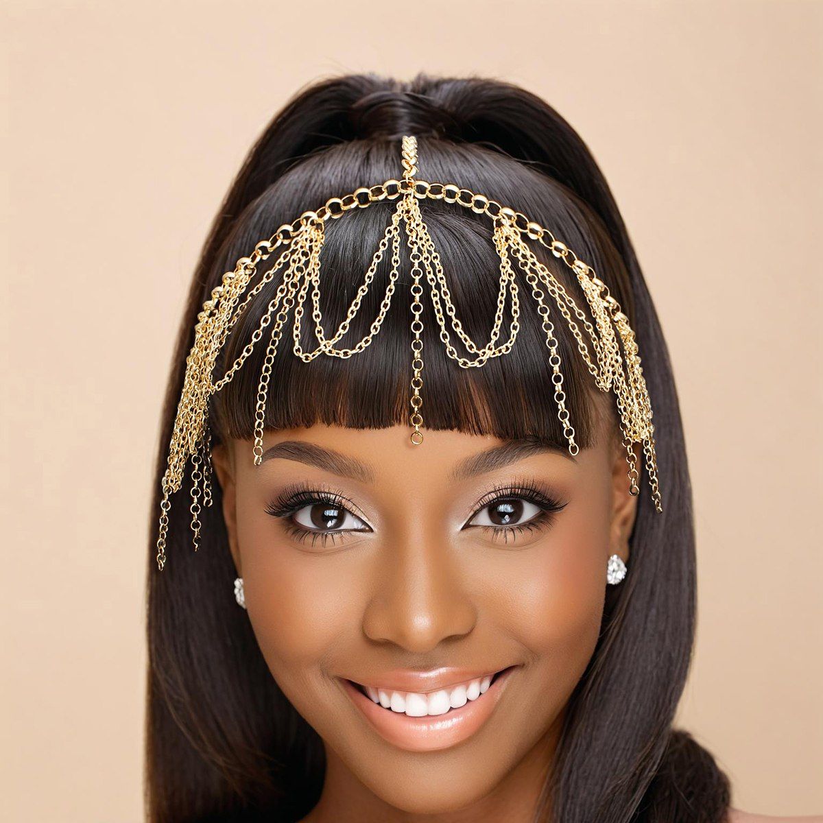 Women’s Head Chain Gold Draped Drop Chains Stylish Statement Jewelry