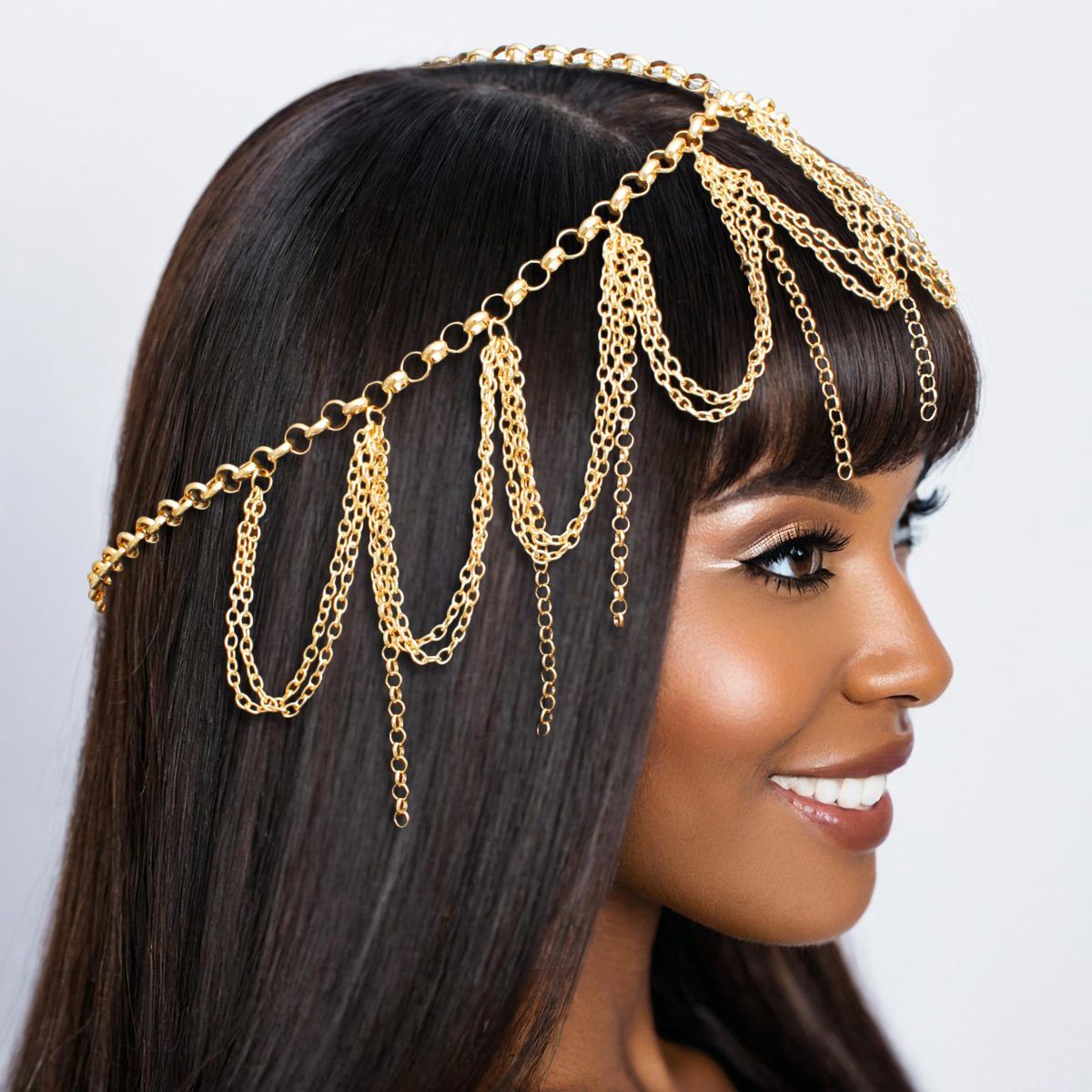 Women’s Head Chain Gold Draped Drop Chains Stylish Statement Jewelry