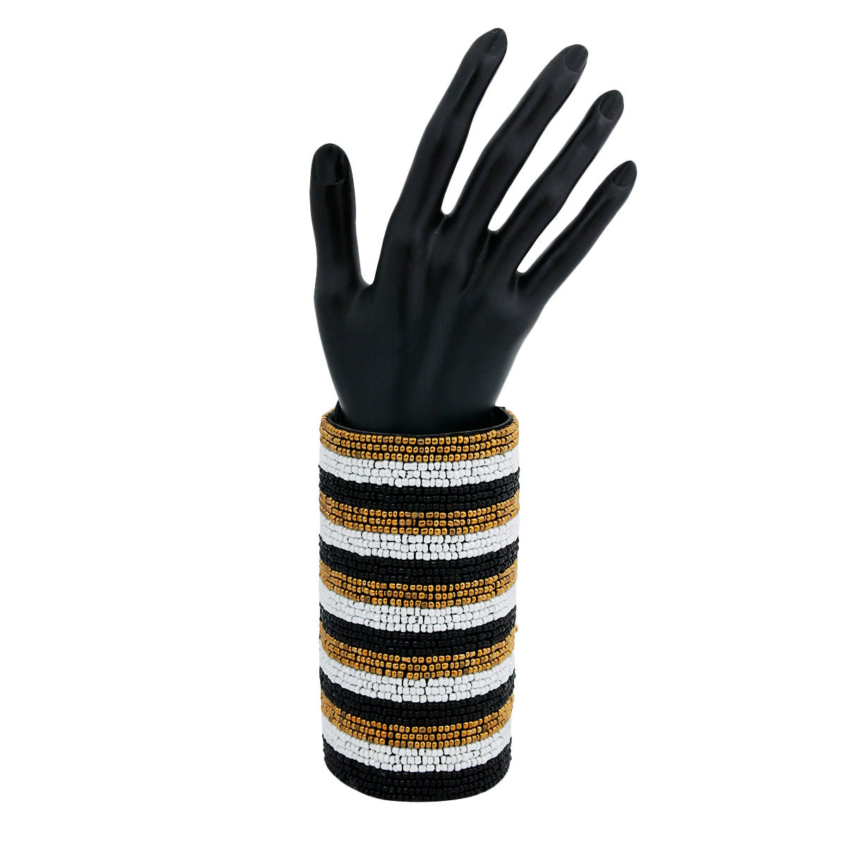 Arm Cuff Gold Beaded Monochrome Stylish Statement Jewelry